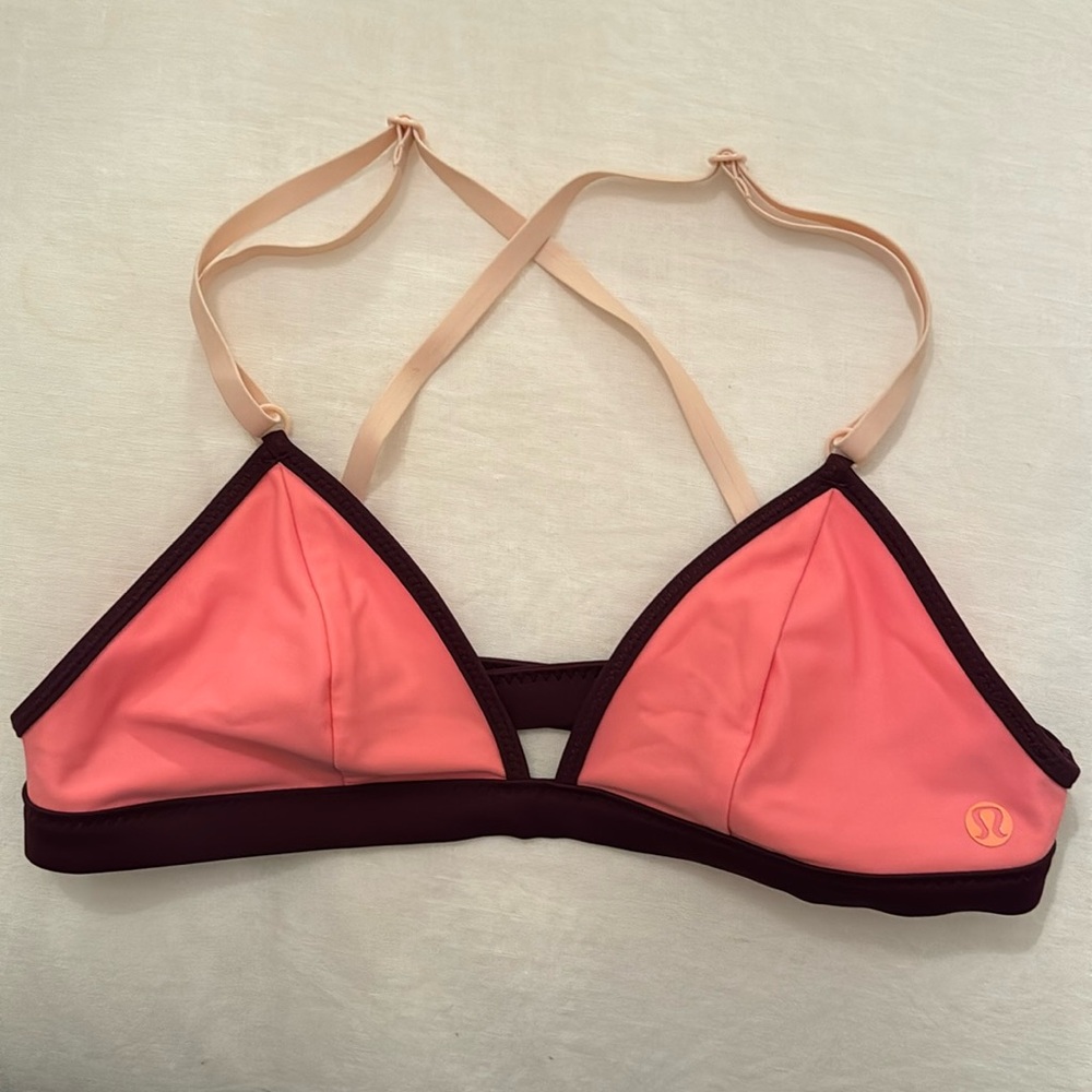 Lululemon bikini top bralette - size 4 coral/peach and burgundy